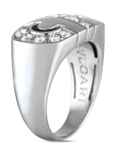 Pre-owned Bvlgari 18kt White Gold Parentesi Diamond Ring In Silver