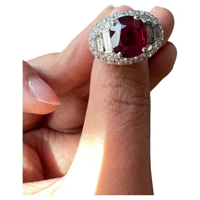 Pre-owned Bvlgari 1980's  Trombino Ring With Unheated Burmese Ruby And Diamonds In Platinum In Multi