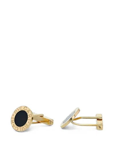 Pre-owned Bvlgari 1980s  Onyx Cufflinks In Gold