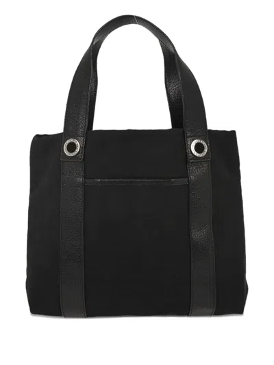 Pre-owned Bvlgari 1990-2000s Logomania Canvas Tote Bag In Black