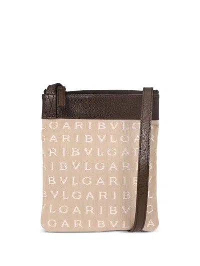 Pre-owned Bvlgari 1990-2000s Logomania Cross Body Bag In Neutral