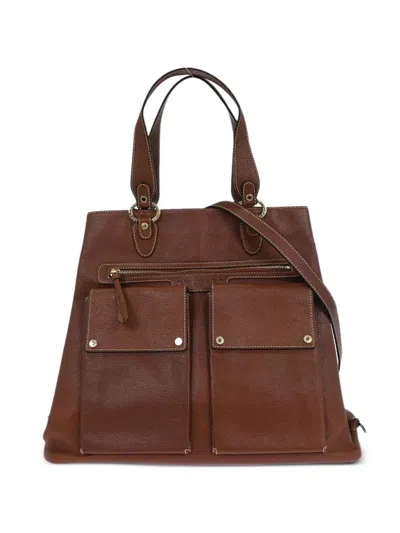 Pre-owned Bvlgari 1990-2000s Two-way Leather Handbag In Brown