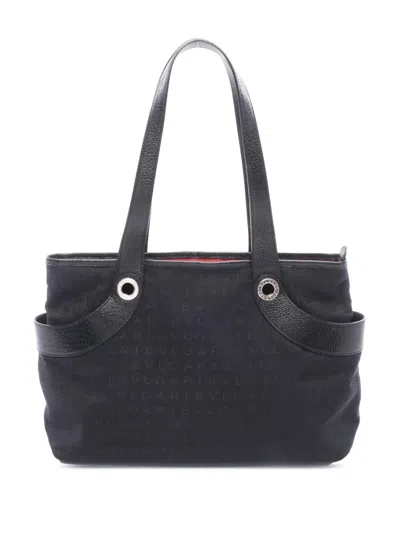 Pre-owned Bvlgari 1990-2010 Logomania Canvas Tote Bag In Black