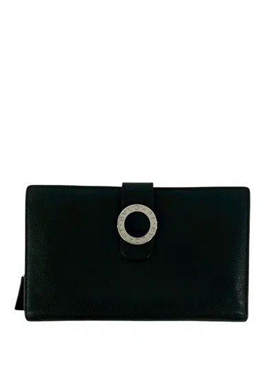 Pre-owned Bvlgari 1990-2020 Leather Continental Bifold Wallet Long Wallets In Black