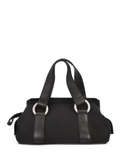 Pre-owned Bvlgari 1990s Logomania Canvas Handbag In Black