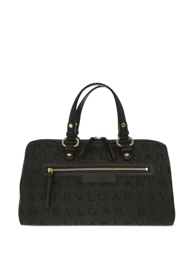 Pre-owned Bvlgari 1990s Logomania Duffle Handbag In Brown