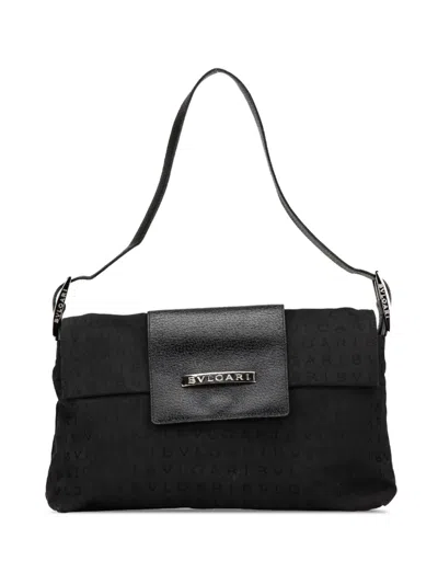 Pre-owned Bvlgari 2000-2024 Logomania Canvas Ingrid Shoulder Bag In 黑色