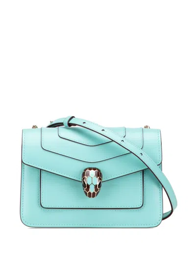 Pre-owned Bvlgari 2000-2025 Leather Serpenti Forever Crossbody Bag In Blue
