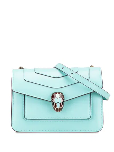 Pre-owned Bvlgari 2000-2025 Leather Serpenti Forever Crossbody Bag In Blue