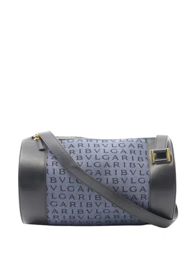 Pre-owned Bvlgari 2000-2025 Logomania Denim B Zero1 Cylinder Crossbody Bag In Blue