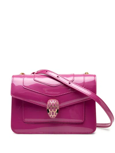 Pre-owned Bvlgari 2000-2025 Patent Serpenti Forever Crossbody Bag In Pink