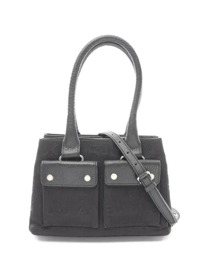 Pre-owned Bvlgari 2000 Logomania Double-handle Tote Bag In Black