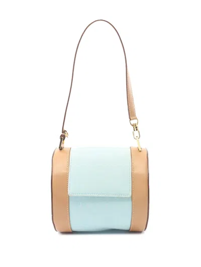 Pre-owned Bvlgari 2000-2010 Mini Logomania Canvas B Zero1 Cylinder Flap Shoulder Bag In Blue