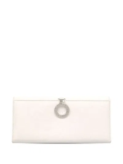 Pre-owned Bvlgari 2000-2017 Leather Logo Clip Wallet Long Wallets In White