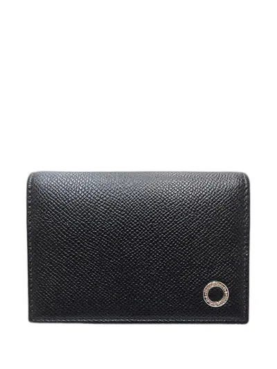 Pre-owned Bvlgari 2000-2026 Grained Calfskin   Man Business Card Holder In Black