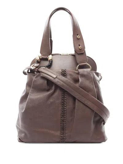 Pre-owned Bvlgari 2000-2026 Leather Leoni Satchel In Brown