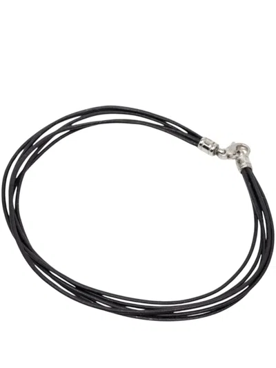 Pre-owned Bvlgari 2000-2026 Leather Multi Strand Cord Chocker Necklace Costume Necklace In Black