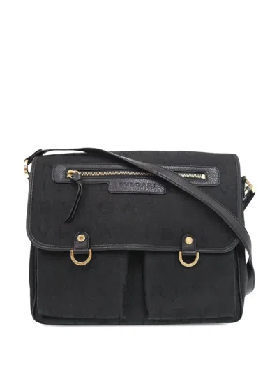 Pre-owned Bvlgari 2000-2026 Logomania Canvas Messenger Bag Crossbody Bag In Black
