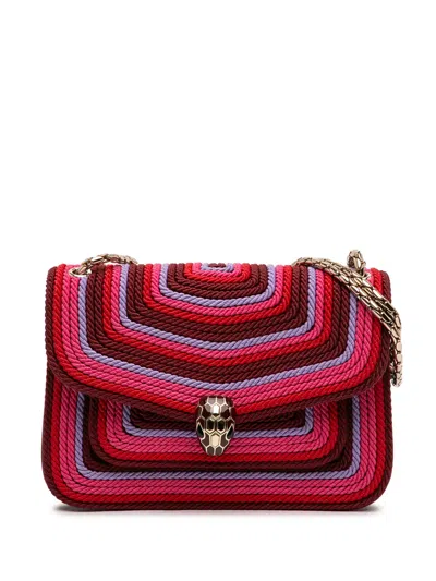 Pre-owned Bvlgari 2000-2026 Polyester Serpenti Forever Kaleidoscopia Shoulder Bag In Pink
