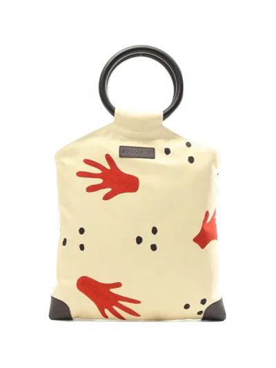Pre-owned Bvlgari 2000s Beach Hand-print Handbag In Neutral
