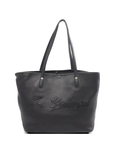 Pre-owned Bvlgari 2000s Collezione Leather Tote Bag In Black