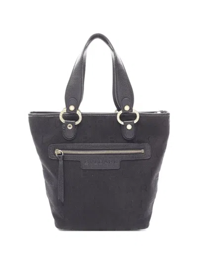 Pre-owned Bvlgari 2000s Logomania Canvas Tote Bag In Black