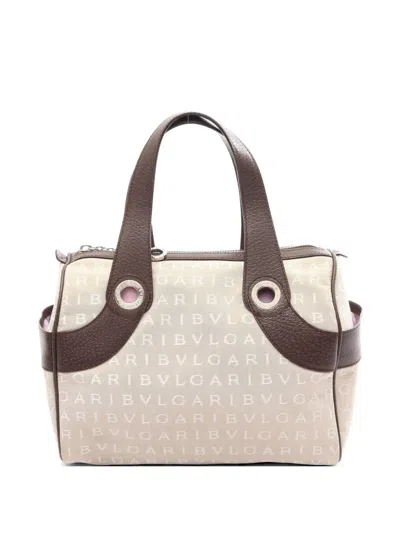 Pre-owned Bvlgari 2000s Logomania Handbag In Neutral