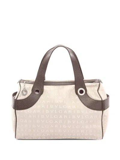 Pre-owned Bvlgari 2000s Logomania Handbag In Neutral