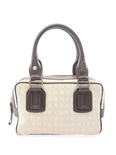 Pre-owned Bvlgari 2000s Logomania Handbag In Neutrals