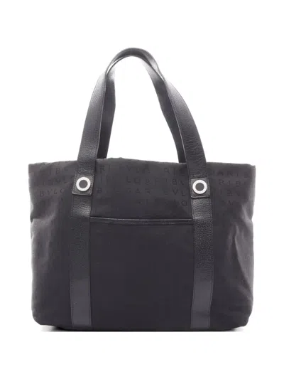 Pre-owned Bvlgari 2000s Logomania Tote Bag In Black