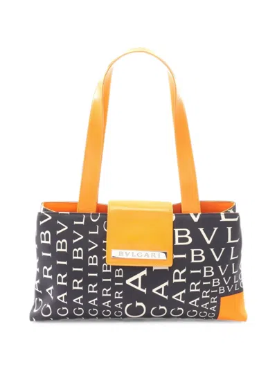 Pre-owned Bvlgari 2000s Logomania Tote Bag In Black