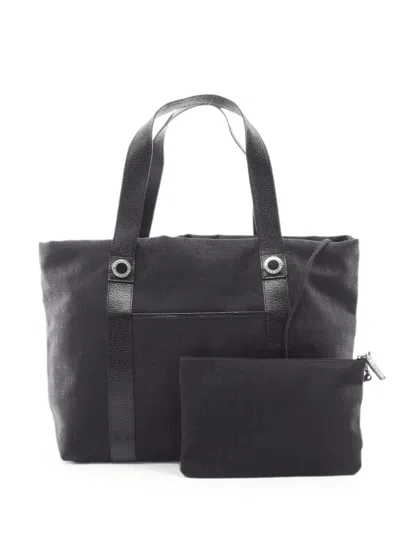 Pre-owned Bvlgari 2000s Logomania Tote Bag In Black