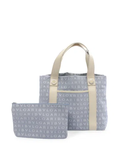Pre-owned Bvlgari 2000s Logomania Tote Bag In Blue