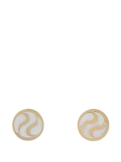 Pre-owned Bvlgari 2000s Optical Mother Of Pearl Earrings In Gold