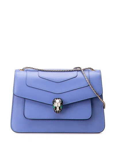 Pre-owned Bvlgari 2008-2025 Medium Calfskin Serpenti Forever Shoulder Bag In Purple