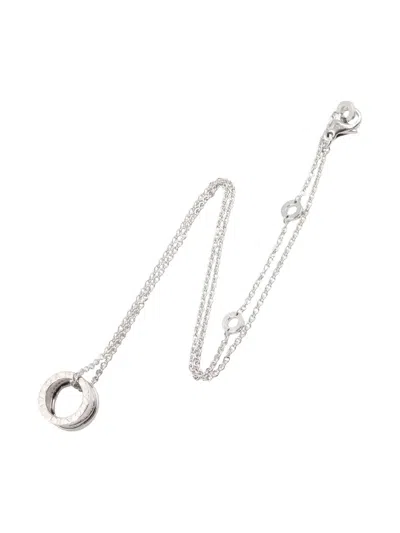 Pre-owned Bvlgari 2010 18k White Gold B-zero1 Diamond Necklace In Silver