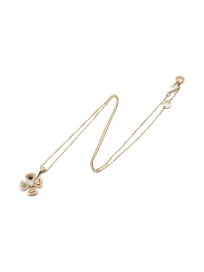 Pre-owned Bvlgari 2010 18kt Rose Gold Fiorever Diamond Necklace In Pink