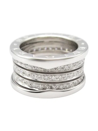Pre-owned Bvlgari 2010 18kt White Gold B-zero Diamond Ring In Silver