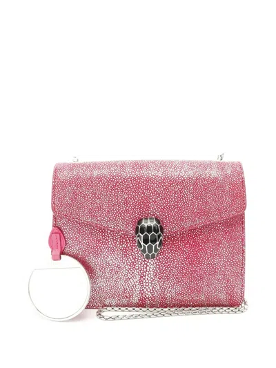 Pre-owned Bvlgari 2010-2020 Galuchat And Calfskin Serpenti Forever Crossbody Bag In Pink