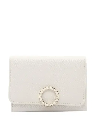 Pre-owned Bvlgari 2010-2025 Grained Leather Card Holder In White
