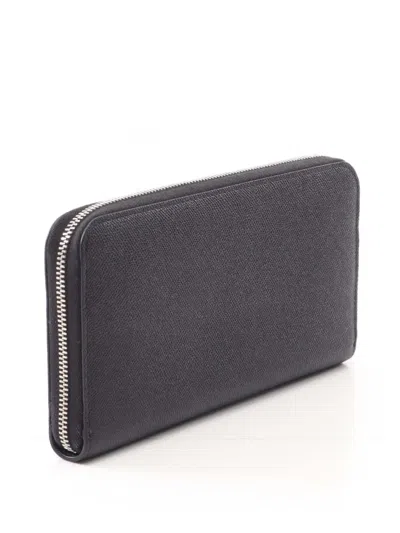 Pre-owned Bvlgari 2010-2025 Leather   Man Zip Around Wallet Long Wallets In Black