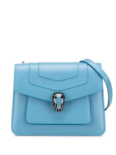 Pre-owned Bvlgari 2010-2025 Leather Serpenti Forever Crossbody Bag In Blue