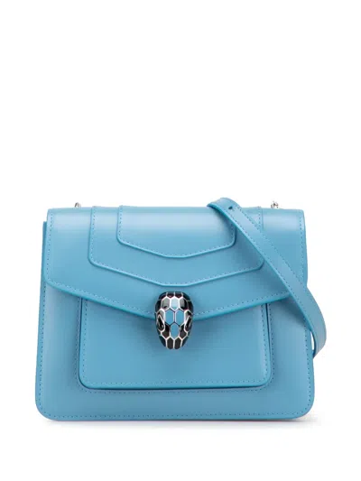 Pre-owned Bvlgari 2010-2025 Leather Serpenti Forever Crossbody Bag In Blue