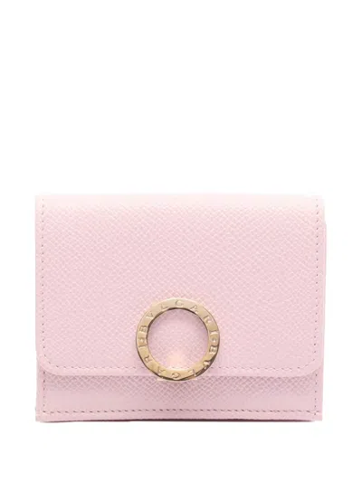 Pre-owned Bvlgari 2010-2025 Leather Tri-fold Wallet Small Wallets In Pink