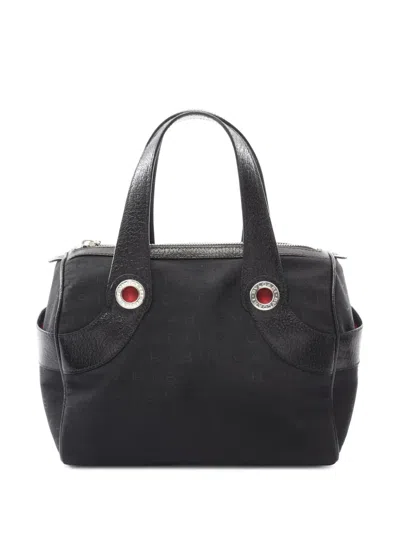 Pre-owned Bvlgari 2010-2025 Logomania Canvas Handbag In Black