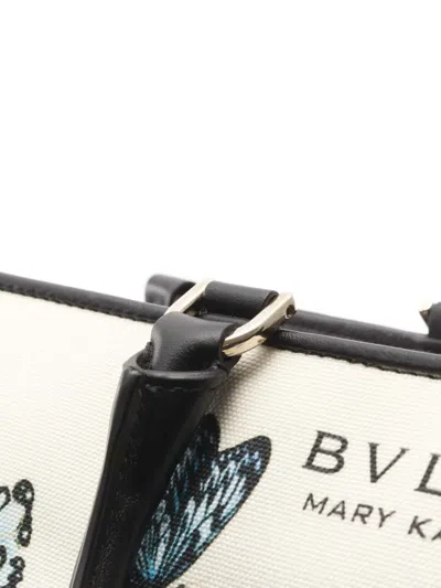 Pre-owned Bvlgari 2010-2025 Mary Katrantzou Canvas Butterfly And Snake Print Tote Satchel In Blue