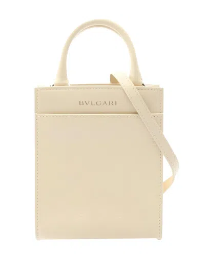 Pre-owned Bvlgari 2010-2025 Mini Leather Infiniteum Satchel In White