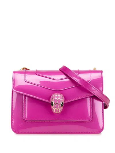 Pre-owned Bvlgari 2010-2025 Patent Serpenti Forever Crossbody Bag In Pink