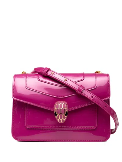 Pre-owned Bvlgari 2010-2025 Patent Serpenti Forever Crossbody Bag In Pink