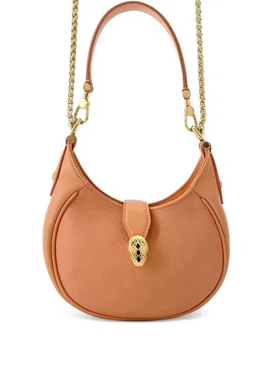Pre-owned Bvlgari 2010-2025 Small Leather Serpenti Ellipse Satchel In Orange